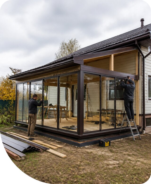 Строительство и монтаж закрытой веранды в Ессентуках под ключ