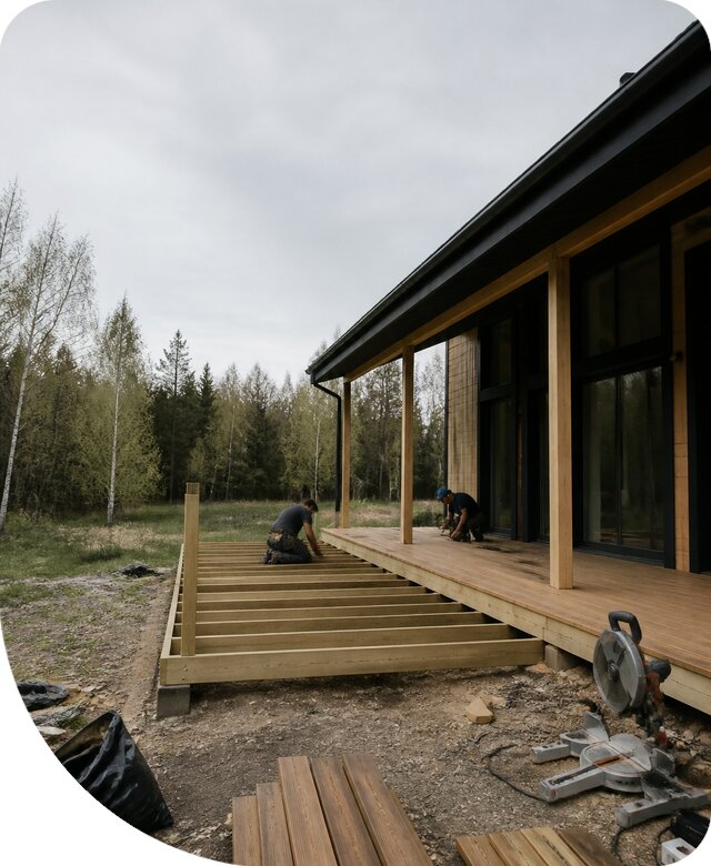 Проектирование и строительство открытой террасы в Ессентуках