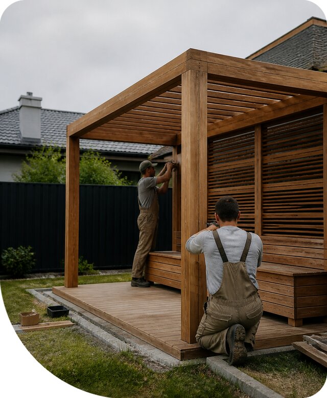 Пергола с лавочкой под ключ для участка на заказ в Ессентуках